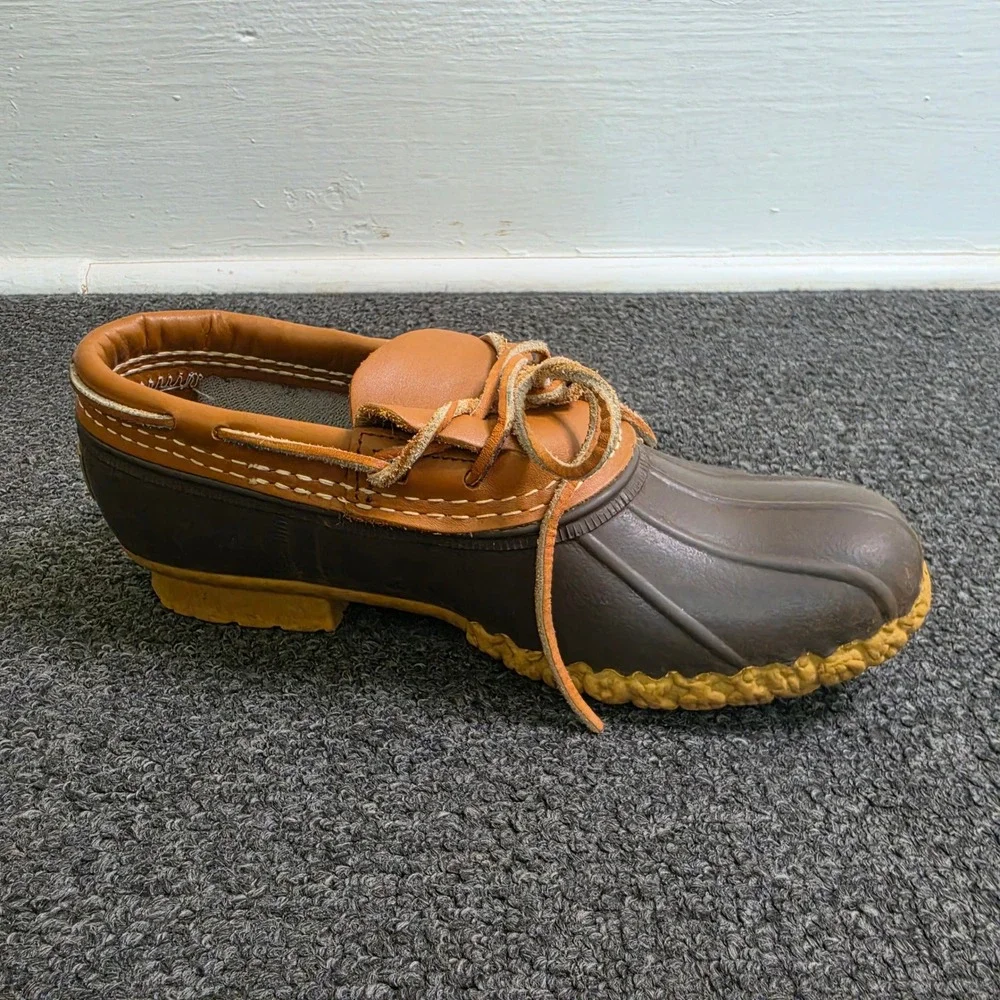 L.L. Bean Rubber Moc Duck Boots Brown Mens 7M Gum Sole Waterproof Moccasins Hunt